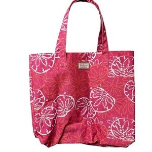 Lilly Pulitzer Tote Bag Estee Lauder Pink Coral Canvas Sand Dollar Print Beach